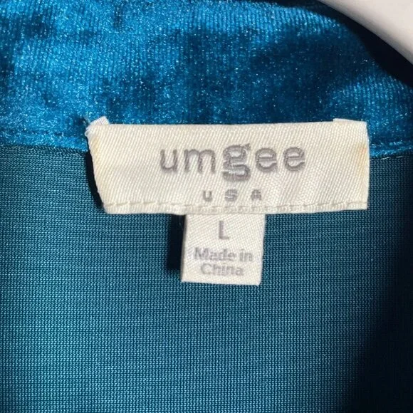 Y2K Inspired Umgee Teal Velvet Tiered Swing Babydoll Tunic Top Size L - Picture 3 of 8